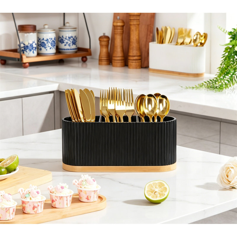 Porte-ustensiles de comptoir pour argenterie, Black