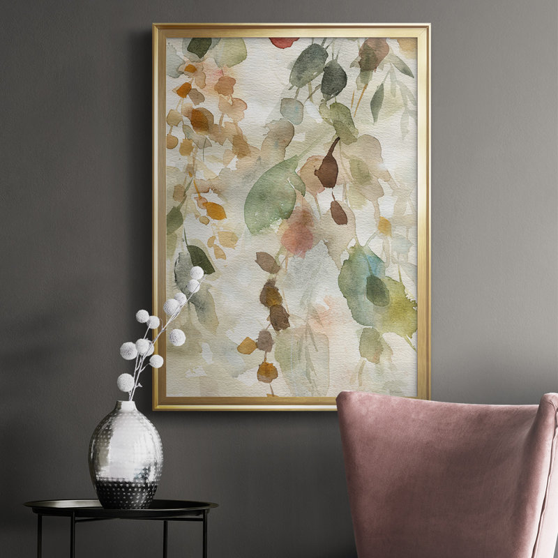 «Cascading Nature I», reproduction encadrée de qualité supérieure, prête à être accrochée, H 36,5 po x l 26,5 po, Doré