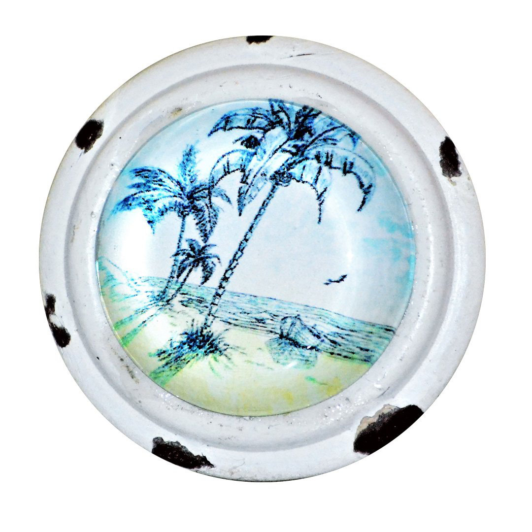 Beach Scene Whitewashed Knob  (SET OF 4) (Set of 4) Charleston Knob Company