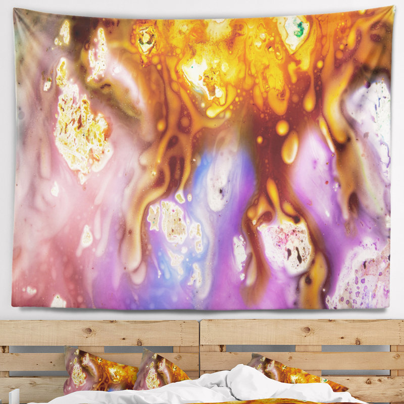 Tapisserie abstraite aux motifs précieux colorés, H 50 po x l 60 po
