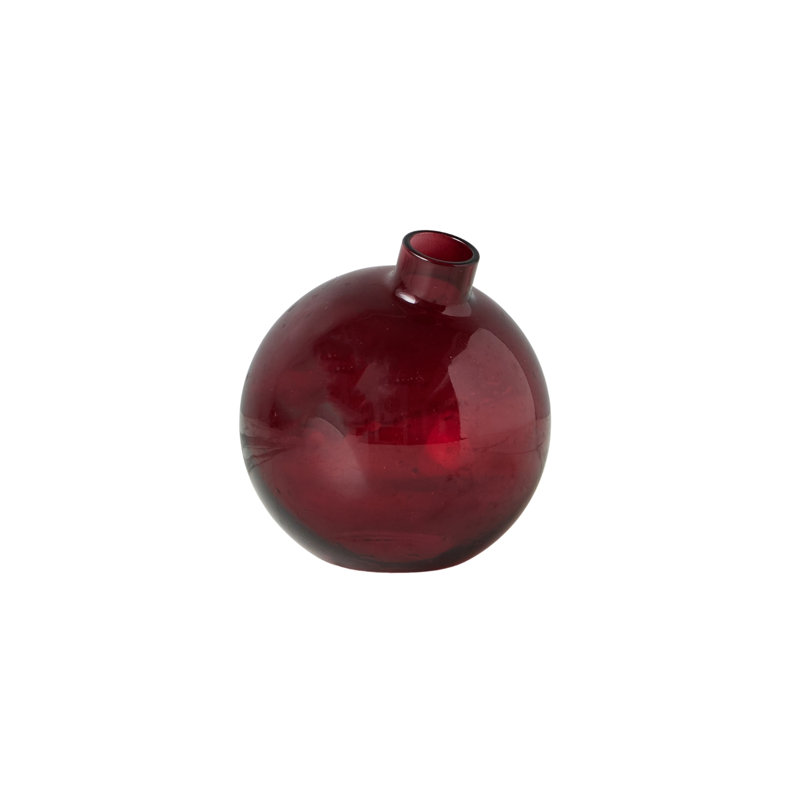 Glass Sphere Bud Vase, Merlot Red