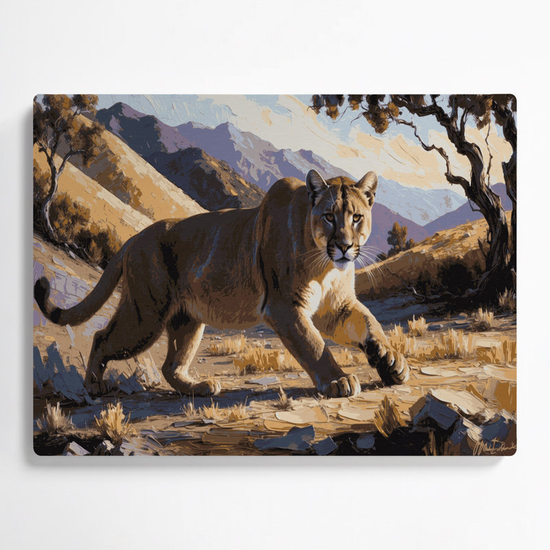 Art mural en métal «Big Cats California Mountain» brun