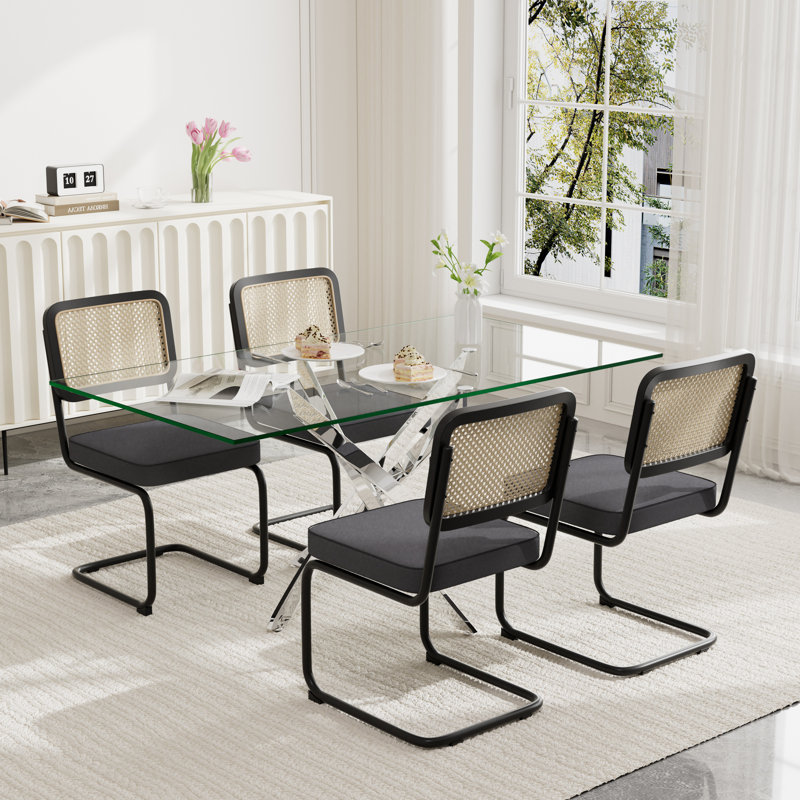 36in Square Glass Top Dining Set, 5, 29.5" H x 36" W x 36" D, Olive Green