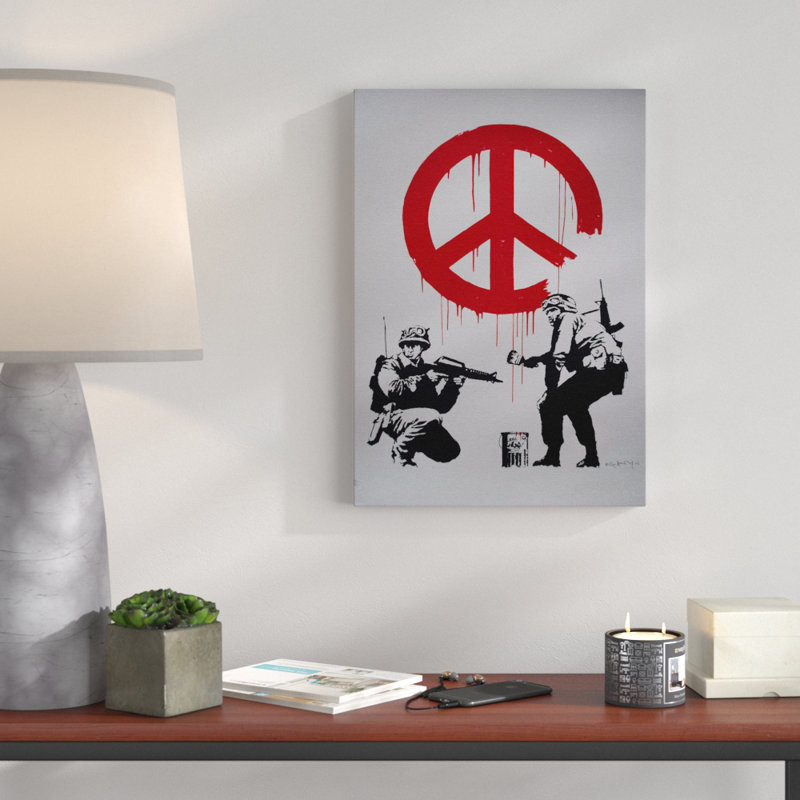 Banksy Peace Wall Graffiti - Wrapped Canvas, 100cm H x 70cm W