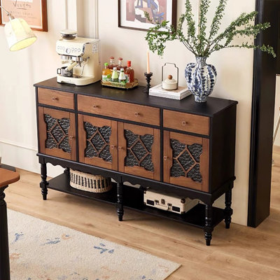 Mid ancient style solid wood sideboard cabinet