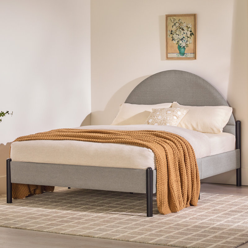 Liann Upholstered Queen Platform Bed, Gray