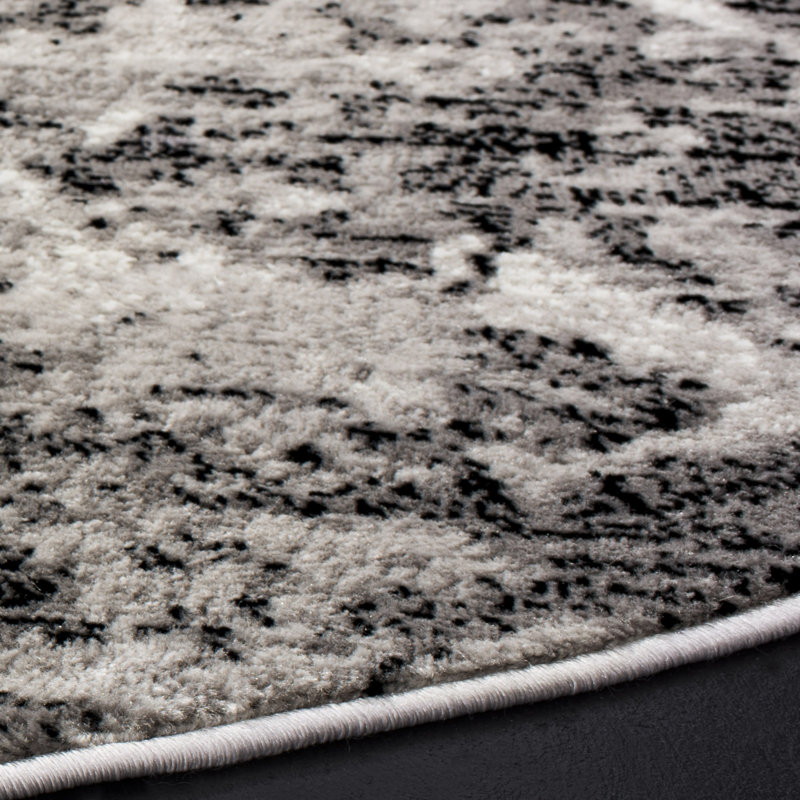 Tapis gris anthracite / ivoire Skyler, Rond 8 pi