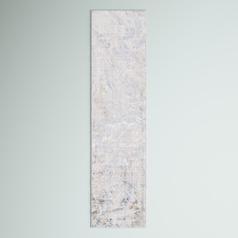 Wayde Abstract Gray/Blue Area Rug, Runner 2'2" x 9'