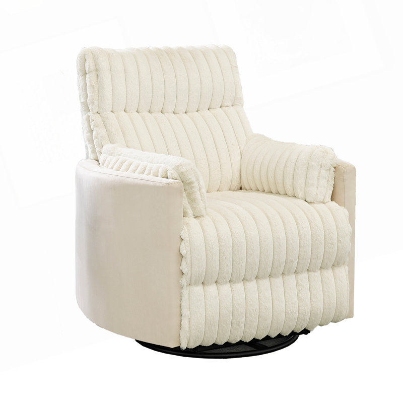 Fauteuil inclinable manuel en velours côtelé, Blanc