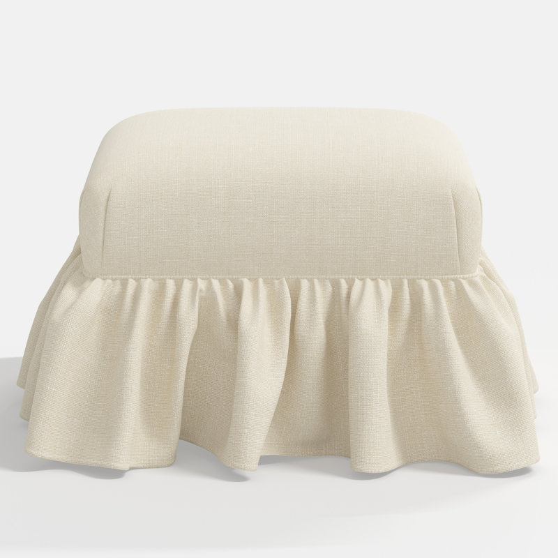 June Upholstered Ottoman, Relaxed Linen Cream