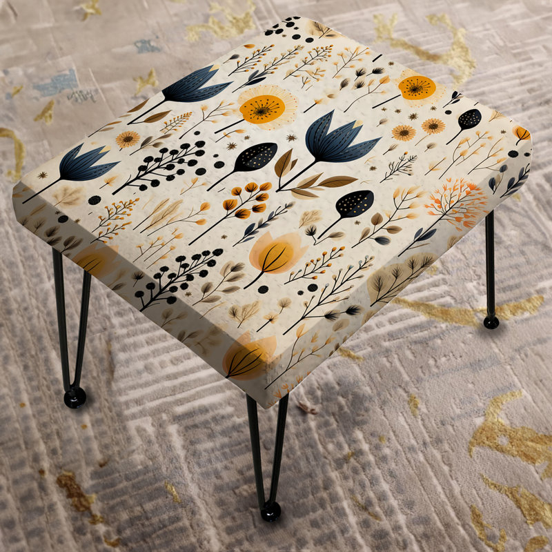 Simplicity In Blue Scandinavian Flowers - Floral Rectangle Ottoman