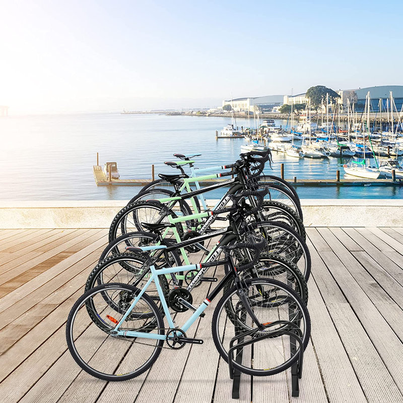 Kouerga Metal Freestanding Bike Rack, Silver