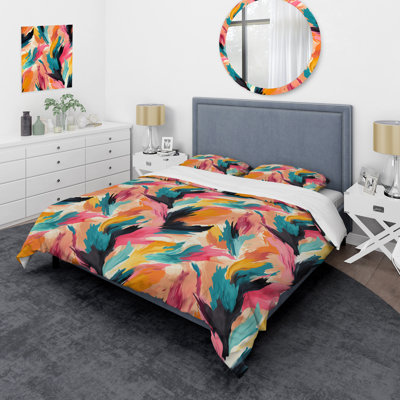 Ensemble de housse de couette abstrait coloré Ikat Symphony I - coloré