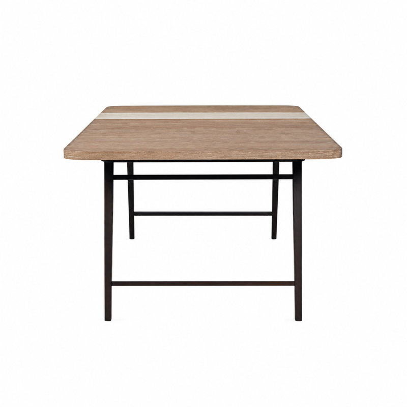 Marielle Asymmetrical Stone Inlay Dining Table – Toffee, 84"