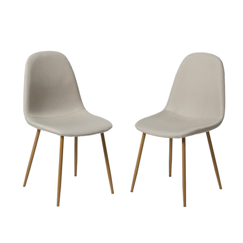 Asteria - Linen Dining Chairs - Modern Kitchen & Dining Seating, Beige, Natural Wood
