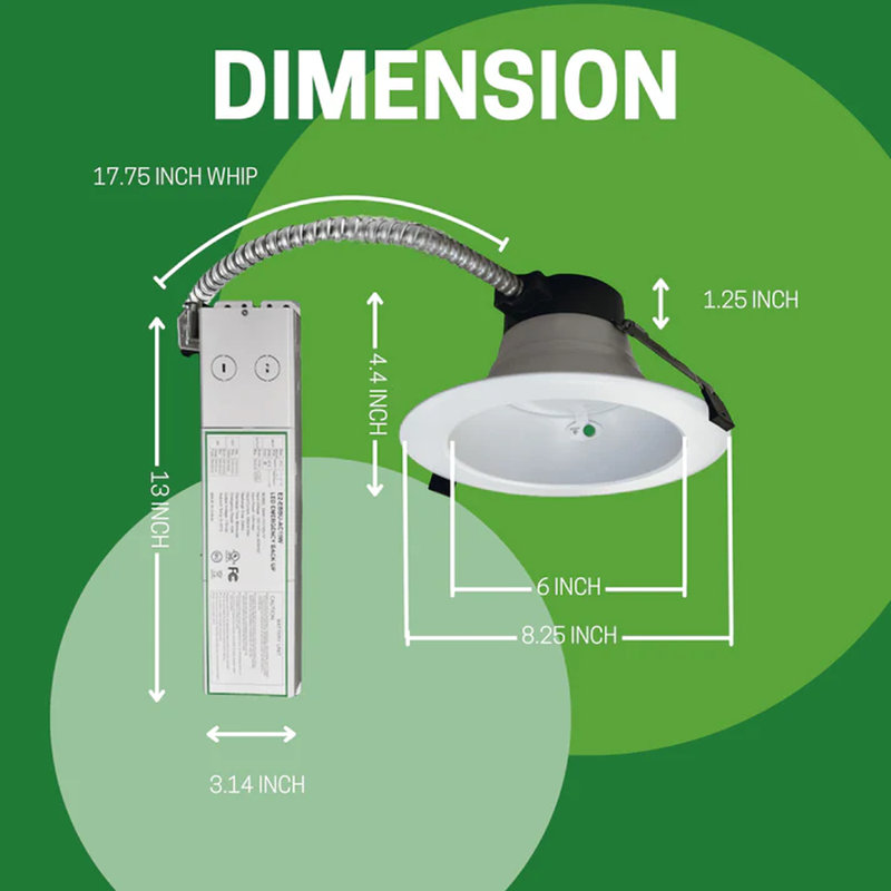 Éclairage commercial à DEL avec pile de secours E2 L Lighting Paquet de 2 | 6 po | Puissance réglable 8/12 / 16W | 3CCT réglable 3000K 4000K 5000K