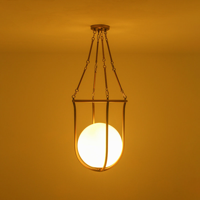 Single-Light Basketball Glossy Glass Semi-Flush Mount
