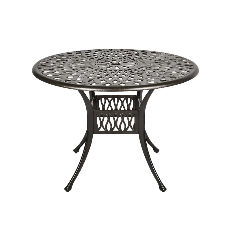 Round Metal Outdoor Dining Table With Umbrella Hole , 41.3'' in. W 41.3'' in. D
