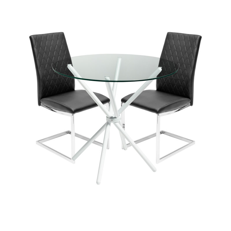 Brotherhood 2 - Person Dining Set, Chrome, Black