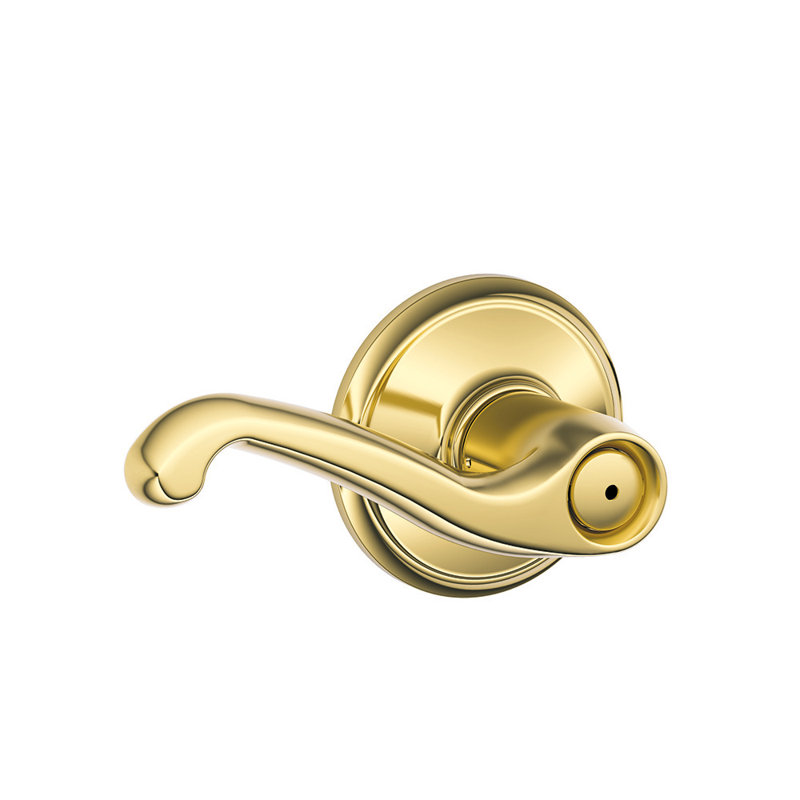 Flair Lever Bed and Bath Lock, Bright Brass, Universal/Reversible