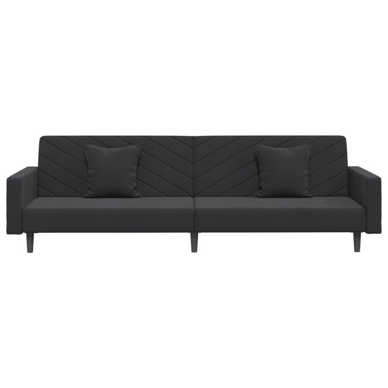 86.6'' Upholstered Sofa, Black, Black Velvet