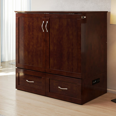 Commode et lit escamotable avec matelas 6 po, rangement et chargeur intégré Atiyah