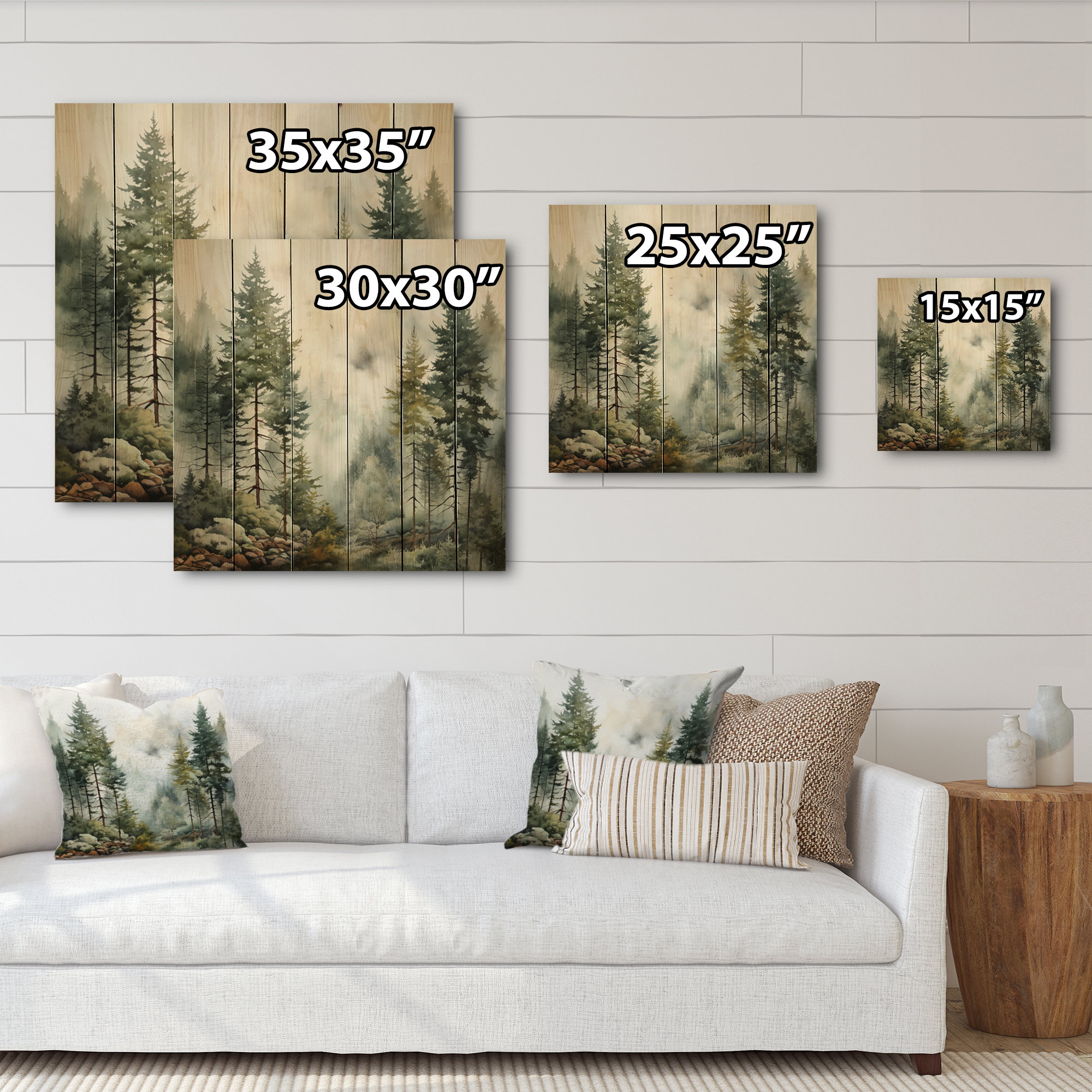 Millwood Pines Pine Tree Misty Morning II forest wood wall art ...