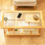 Table basse rectangulaire en bambou avec verre