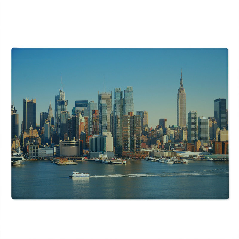 Planche à découper Ambesonne Urban grande taille NYC Skyline rivière paysage brun et bleu