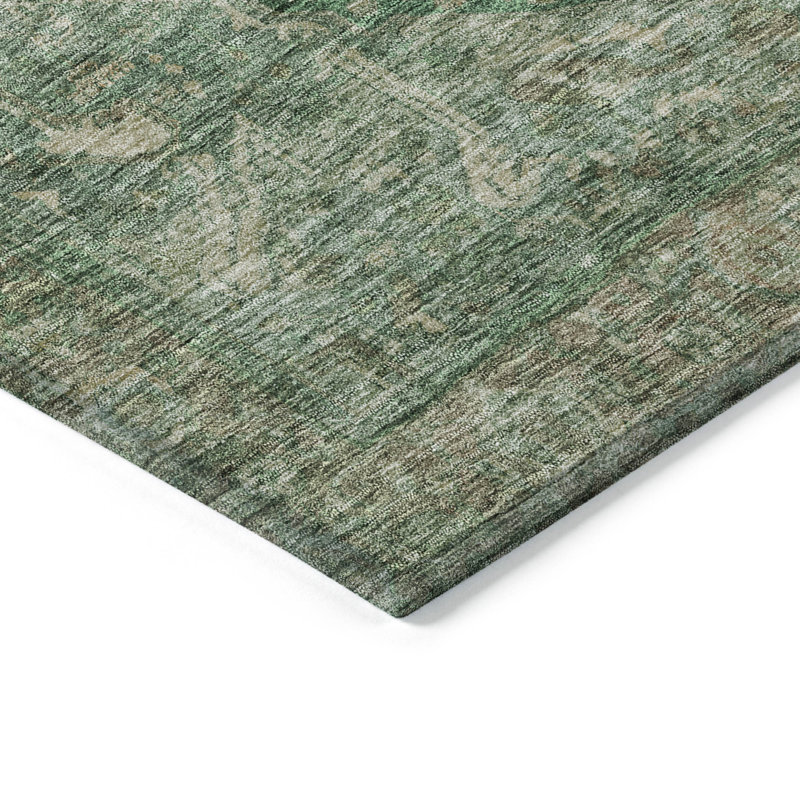 Emerald Synthetic Medallion Washable Rectangular Rug 3' x 5'