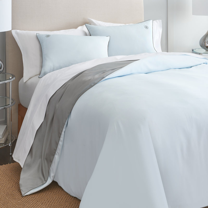 GAIAM Relax 300 Thread-Count TENCEL Soft Reversible Comforter, King Comforter, Aqua/Grey