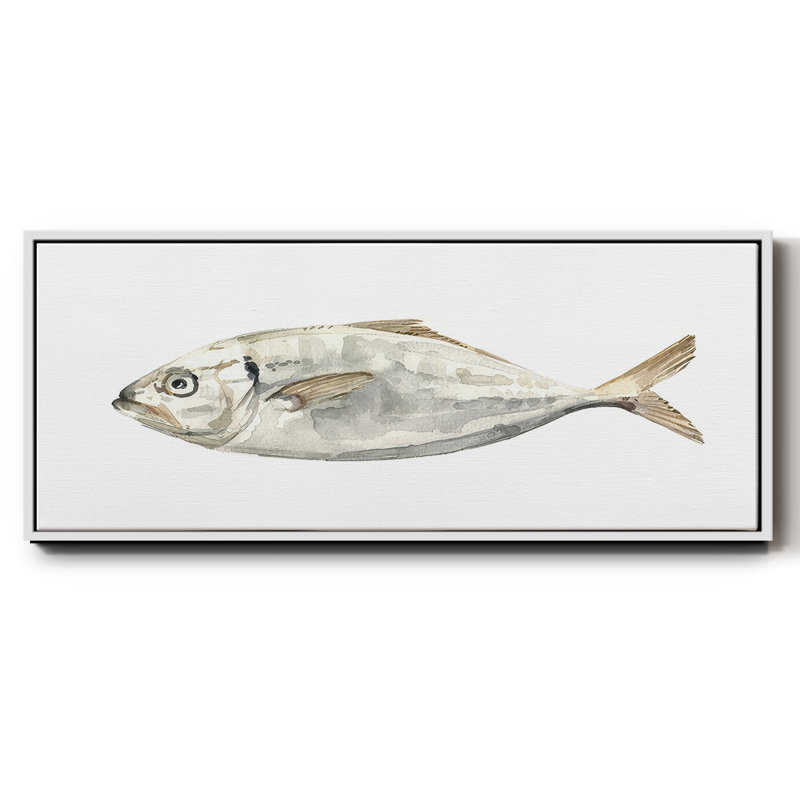 " Silver Fish I ", White, 12" H x 30" W x 1.5" D