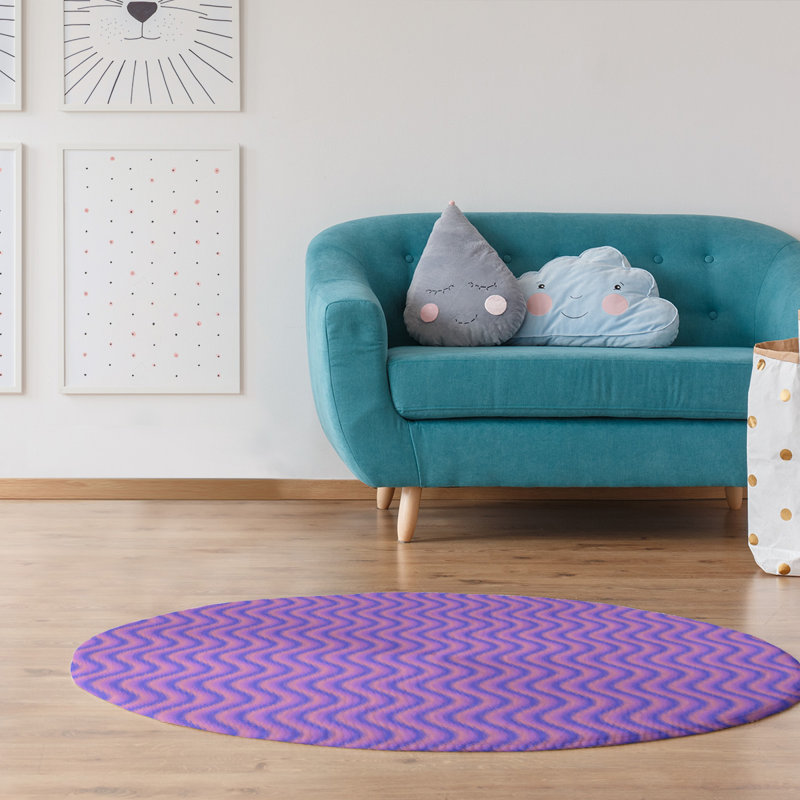 Tapis rose rayures ondulées, Rectangle 2 pi x 3 pi