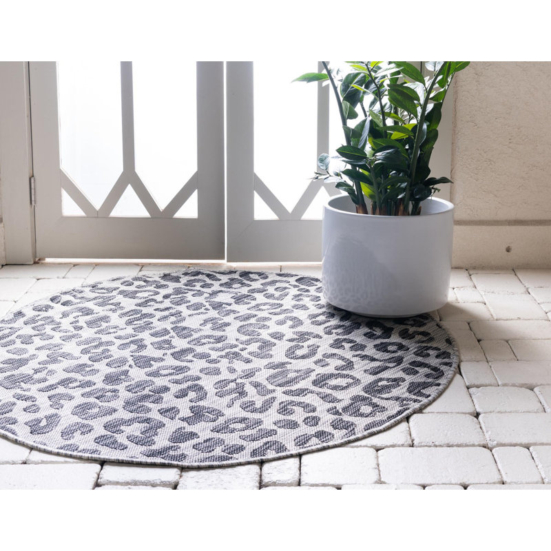 Tapis d'extérieur joyeux couleur pierre, Rond 13 pi