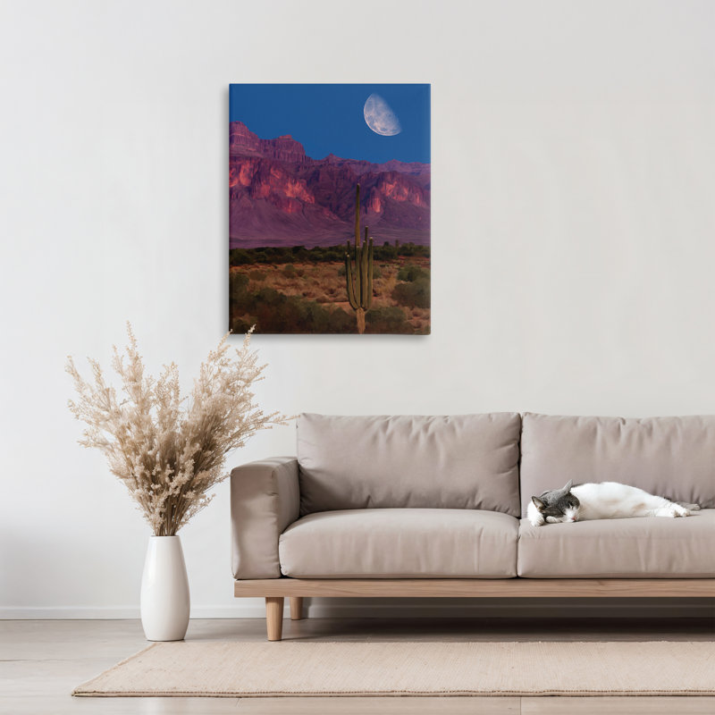 Toile de cactus dans les montagnes, design par Renel Peters, H 30 po x l 24 po