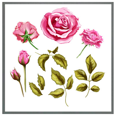Curcio Roses and Leaves 1 Piece Single Picture Frame Wall Art