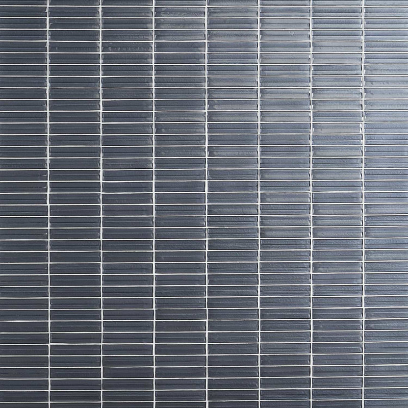 Maya Stacked 12x12 Polished Glass Mosaic Tile, Stacked Midnight