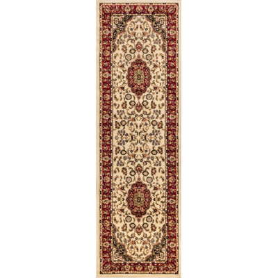 Belliere Medallion Kashan Ivory Traditional Rug