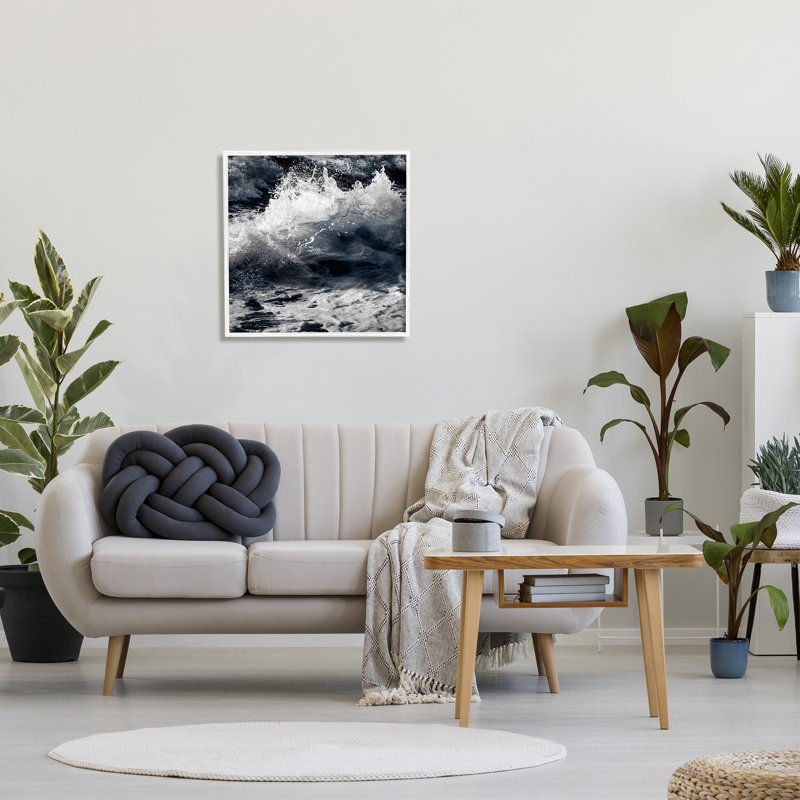 « blue ocean wave surface vieilli », impression, H 24 po x l 24 po x P 1,5 po, Giclée encadrée blanc bord de mer