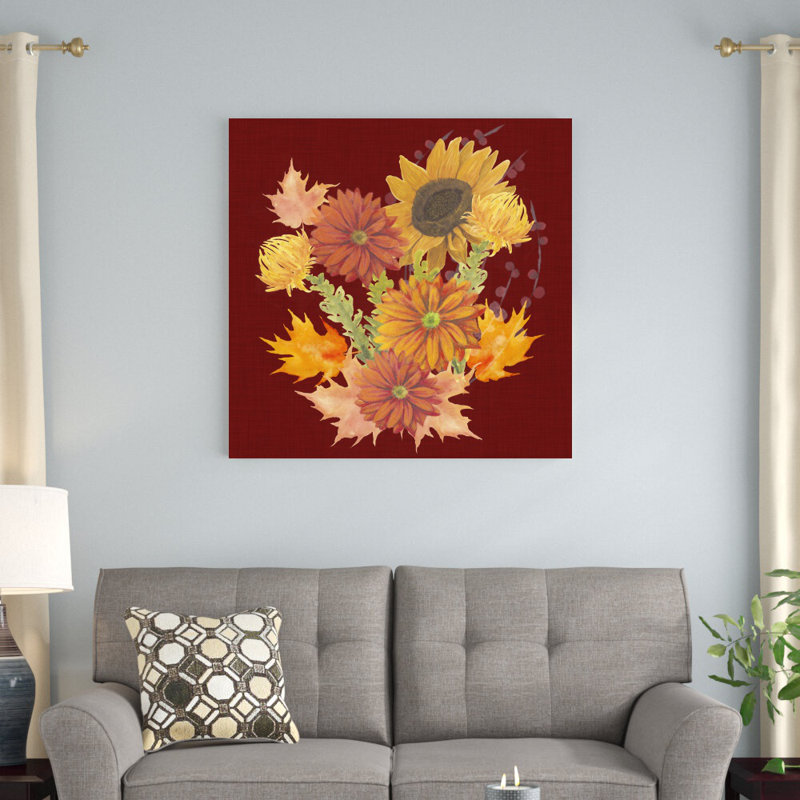 «Autumn Floral II» par Grace Popp - reproduction d'art sur toile tendue, H 36 po x l 36 po