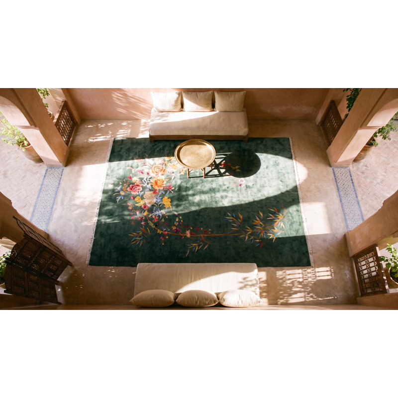 Artistic Seafoam Green Color Antique Room Size Deco Chinese Carpet