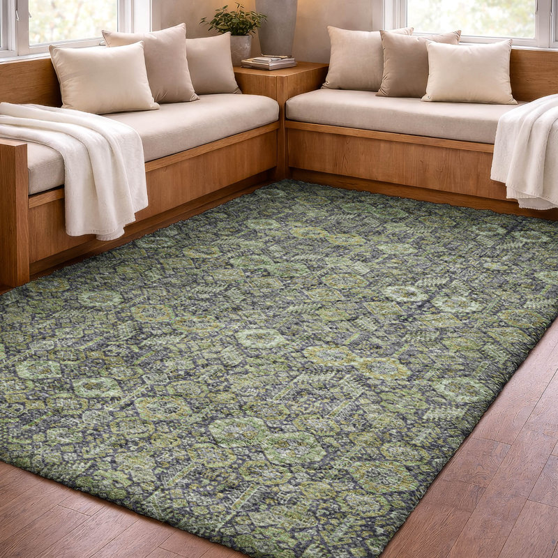 Tapis bohémien de qualité supérieure lavable à la machine Dream Shag ADS574, 3' x 5', Green