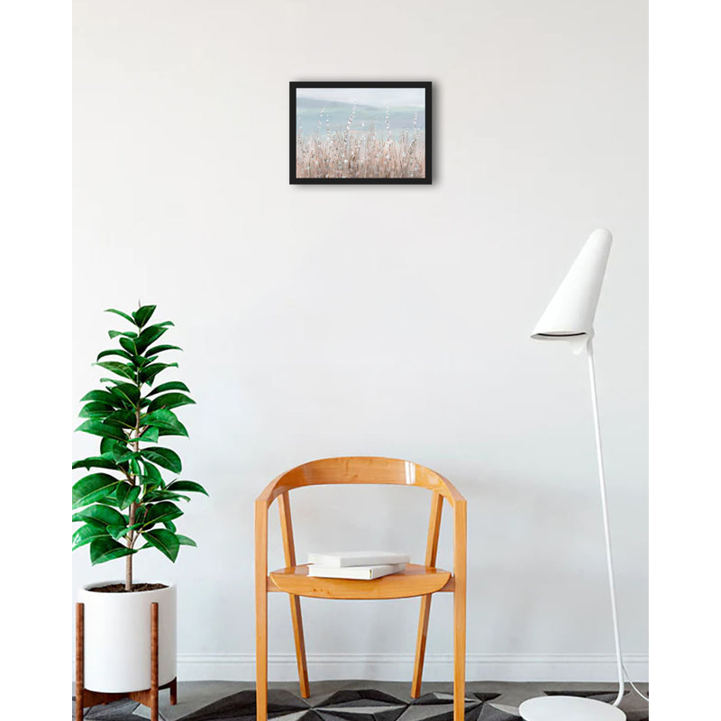 Imprimé de fleurs côtières matinales, Papier avec cadre noir, H 14,5 po x l 20,5 po x P 0,5 po