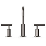 Purist® Widespread Faucet with Drain Assembly Low Lever Handles and Low Gooseneck Spout