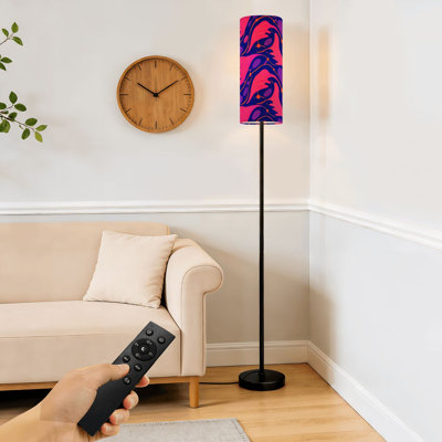 Lampe sur pied violette de l'âge mauve à formes abstraites sans soudure Boomerang à intensité variable moderne avec télécommande et pédale abat-jour abat-jour grand lampadaire pour salon chambre bureau