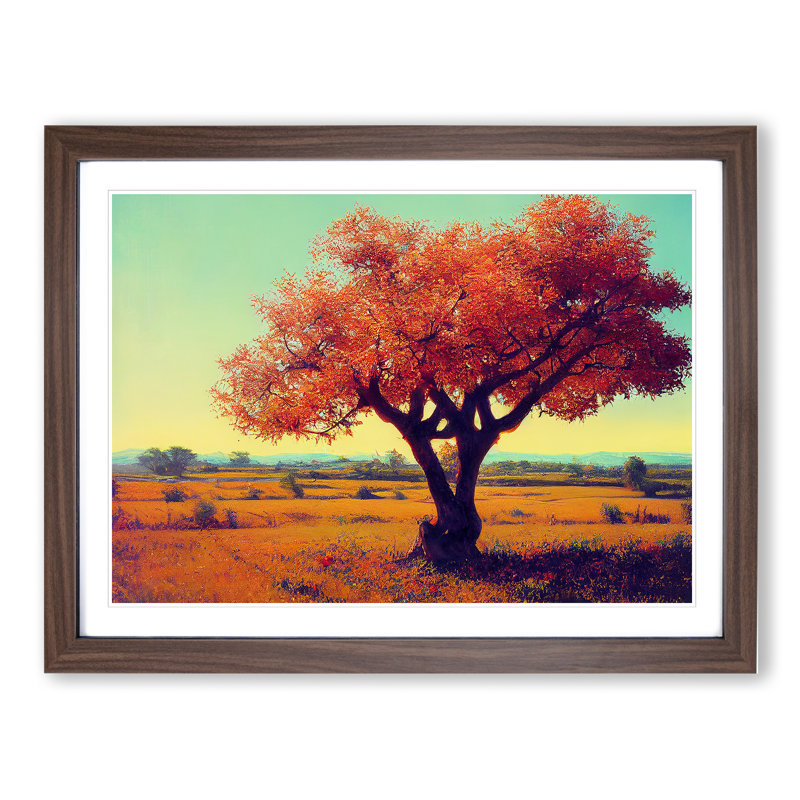 XH1022-6328X Mysterious Apple Tree - Single Picture Frame Print, Walnut, 46cm H x 64cm W x 2cm D