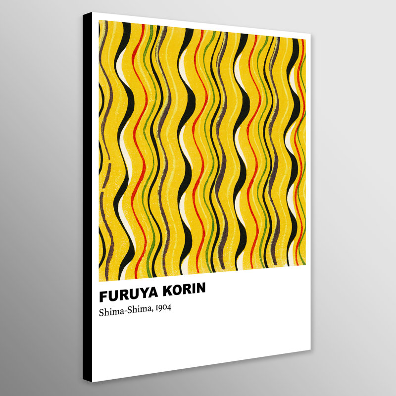 Casselton Yellow Pattern Shima-Shima by Furuya Korin - Wrapped Canvas Print, 117cm H x 81cm W x 5cm D