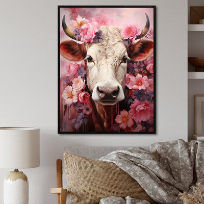 " Romanticism Pink Cow Portrait "
