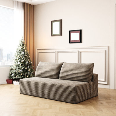 Canapé modulaire Camur en velours côtelé à 2 places Camel