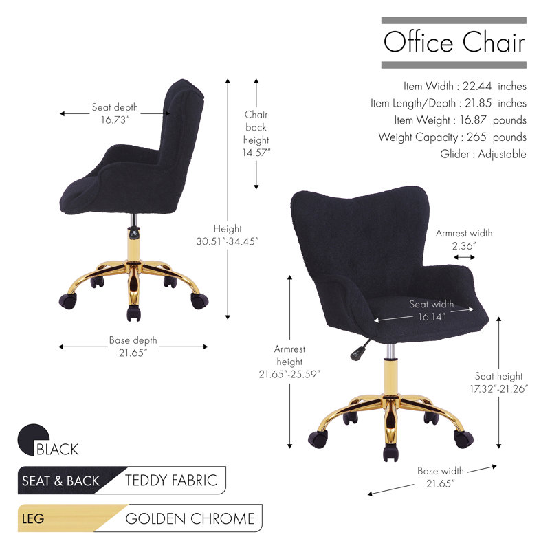 Chaise de bureau Dorecht, Noir